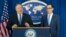 U.S. -- U.S. Secretary of State Mike Pompeo (L) and U.S. Treasury Secretary Steven Mnuchin announce sanctions against Iran during a news conference at the Foreign Press Center in Washington, November 5, 2018