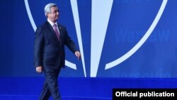 Президент Армении Серж Саргсян на саммите НАТО в Варшаве. 9 июля 2016 г.