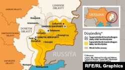 Ukrainadaky konfliktiň kartasy.