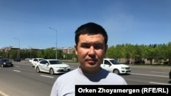 Crane operator Kairat Aidar is the head of the newly formed construction workers' union. 