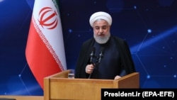 حسن روحانی رئیس جمهور ایران نهم ماه اپریل هنگام پرده برداری از سانترفیوژ های آی آر شش /Source: President.ir (EPA-EFE)
