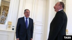 Ռուսաստանի արտգործնախարար Սերգեյ Լավրովը և Ադրբեջանի նախագահ Իլհամ Ալիևը: Բաքու, 12-ը հուլիսի, 2016թ.