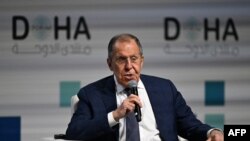 سرگی لاروف وزیر خارجه روسیه در نشست امروز دوحه. 