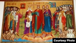 Икона Крещения киевлян святым Владимиром. Греко-католический монастырь сестер-служебниц в Русском Крестуре (Сербия)