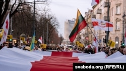 Беларусы на акцыі да Дня волі ў Вільні, 25 сакавіка 2025 году