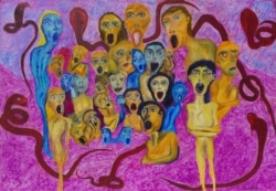 Картина «Село в оточенні червоних гадюк»