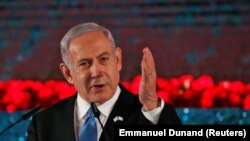 Израиль премьер-министрі Бенжамин Нетаньяху форумда сөйлеп тұр. Иерусалим, 23 қаңтар 2020 жыл.