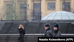 Полиция на Манежной площади в Москве