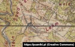 Мапа, на якій позначене тодішнє Пужники. Зображення із сайту puzniki.pl