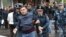 Armenia - Police detain a protester in Yerevan, 20 April 2018.