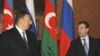 Russia -- President Dmitry Medvedev (R) and his Azeri counterpart Alham Aliyev at a joint press conference in Barvikha, 17Apr2009