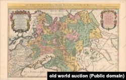 Карта Московии примерно в 1700 году, но цветная. Как видим, Украина не закрашена, а значит не принадлежит Московскому царству, к которому отнес тогда Украину нынешний глава России
