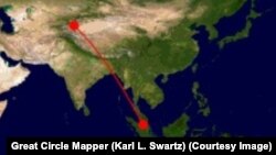 Куала-Лумпурдан Кыргызстандын аба мейкиндигине чейин 5100 км.