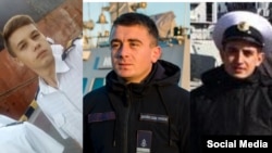 Захоплені Росією українські моряки: (зліва направо) Андрій Ейдер, Богдан Небилиця та Андрій Артеменко