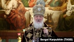 Патриарх Московский и всея Руси Кирилл во время литургии в храме Христа Спасителя, 1 февраля 2020 года