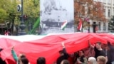 Hungary - opposition party demonstration in Budapest on anniversary of 1956 uprising - screen grab
