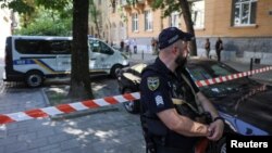 Ուկրաինա - Խորհրդարանի նախկին խոսնակ Անդրեյ Պարուբիի սպանության վայրում, Լվով, 30-ը օգոստոսի, 2025թ. 