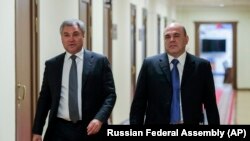 ՌԴ Պետդումայի խոսնակ Վյաչեսլավ Վոլոդինը և վարչապետ նշանակված Միխայիլ Միշուստինը, Մոսկվա, 16-ը հունվարի, 2020թ.