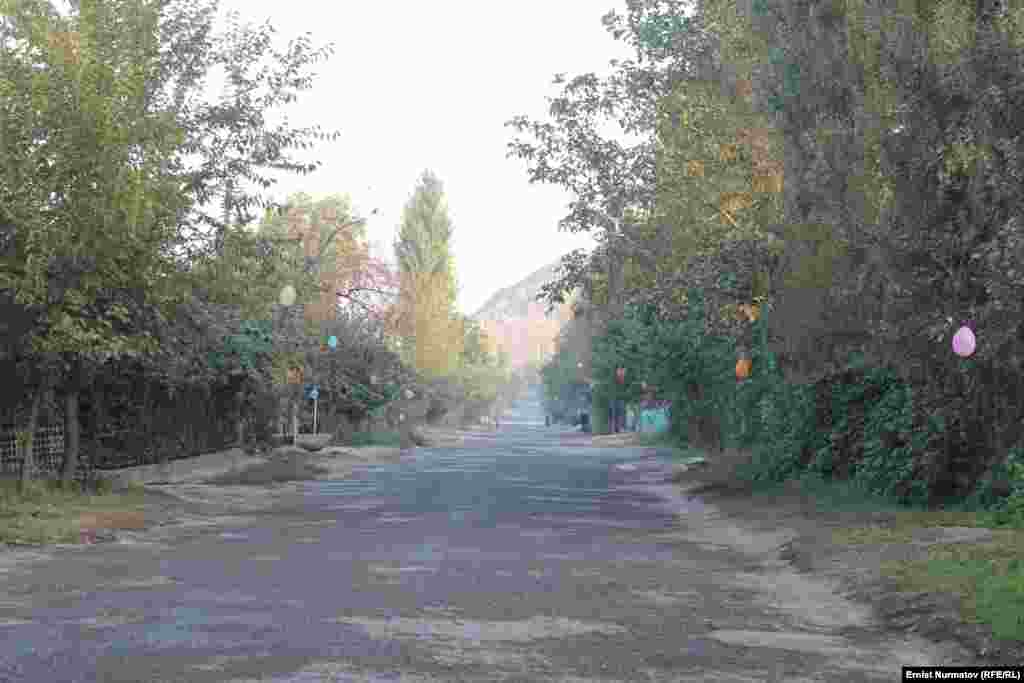 Улица в Черемушках, украшенная шариками в честь праздника...В  2010 году во время межэтнического противостояния жители этого микрорайона на два-три оказались в эпицентре конфликта