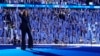 Kamala Harris on stage at the Democratic National Convention where she accepted her party's nomination to run for president in the November 5 election. 