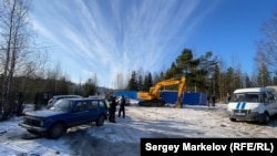 Полиция на месте вырубки деревьев