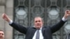 Armenia -- Opposition leader Levon Ter-Petrosian greets supporters rallying in Yerevan.