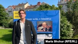 Давід Свобода, історик, автор виставки «Довга дорога до незалежності. Історія України в ХХ столітті». Прага, 7 червня 2021 року