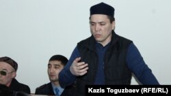 Almat Zhumaghulov makes his final statement at his trial in Almaty in December 2018.