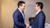 Macedonian Prime Minister Zoran Zaev (right) met his Greek counterpart Alexis Tsipras on the sidelines of the World Economic Forum in Davos on January 24. 