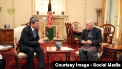 اشرف غنی در جریان دیدار با معاون صدراعظم و وزیر خارجه ترکمنستان رشید مرادوف