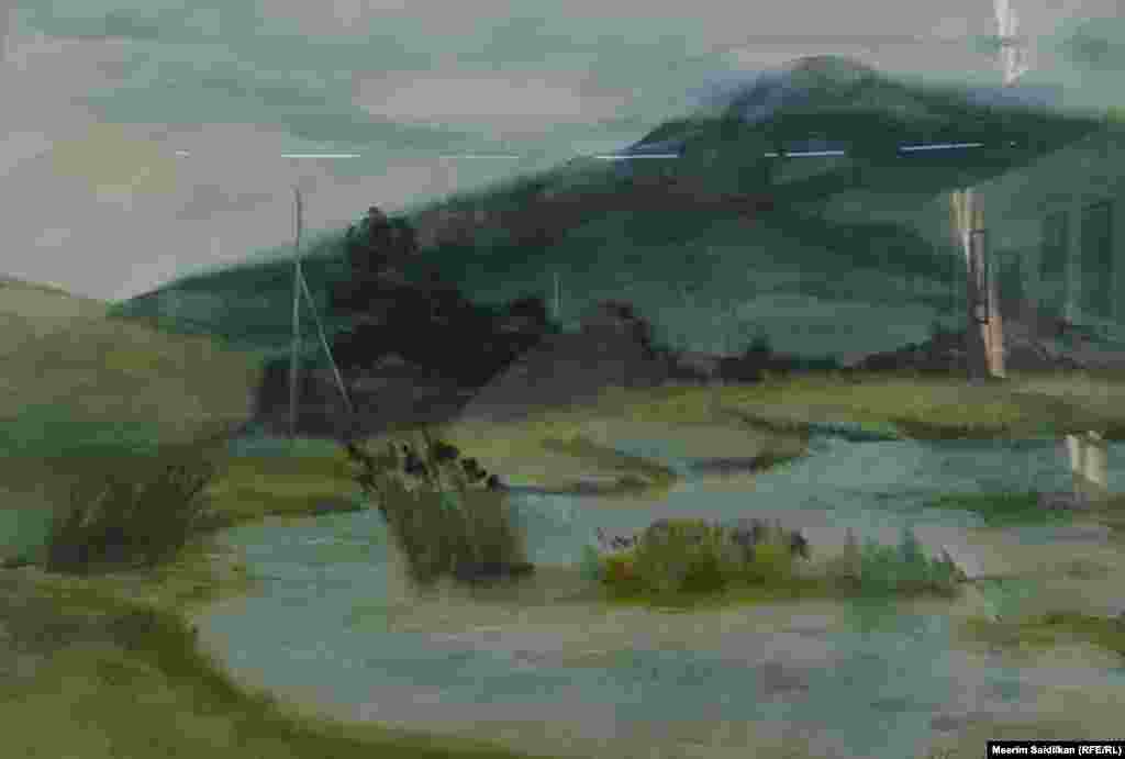 Ю.С.Басареевдин "Көлдөгү таң" аттуу эмгеги, "Ишикулова.Абзелилов району" сериясынан,  кагаз, акварель, 2013