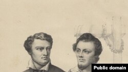 Паўстанцы Міхал Валовіч і Артур Завіша каля шыбеніцы, гравюра М. Ходзькі