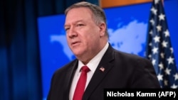 ԱՄՆ պետքարտուղար Մայք Փոմփեոն ելույթ է ունենում մարդու իրավունքների տարեկան զեկույցի ներկայացման ժամանակ, Վաշինգտոն, 11-ը մարտի, 2020թ.