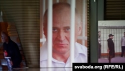 Адкрыцьцё выставы ў Сейме Літвы, прысьвечанай Мікалаю Статкевічу. Вільня, 5 чэрвеня 2025