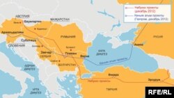 "Көньяк агым" һәм "Набукко" проектлары харитасы