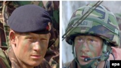 Принц Гарри (слева и справа) не захотел считаться папенькиным сынком и отсиживаться в столице во время военной кампании