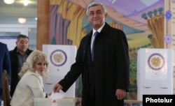 President Serzh Sarkisian votes on April 2 in Yerevan.