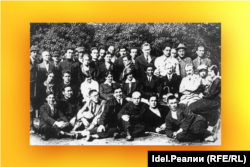 Кузебай Герд (в первом ряду четвертый справа) среди участников конференции, организованной научно-исследовательским институтом народов Востока СССР