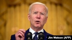 ԱՄՆ նախագահ Ջո Բայդենը խոսում է Ռուսաստանի նկատմամբ սահմանված նոր պատժամիջոցների մասին, Սպիտակ տուն, Վաշինգտոն, 15 ապրիլի, 2021թ.