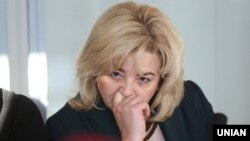 Голова Державної аудиторської служби України Лідія Гаврилова під час засідання Солом'янського суду щодо обрання їй запобіжного заходу. Київ, 25 січня 2018 року