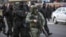 Belarus - Belarusian law enforcement officers block opposition supporters during their rally to reject the presidential election results in Minsk, 1nov2020