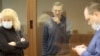 Aleksei Navalny appears in a Moscow courtroom on February 16.