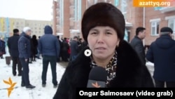 Многодетная мать Шолпан Сайымова в день получения квартиры. Кызылорда, 30 декабря 2015 года.