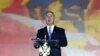 Then-Montenegrin Prime Minister Milo Djukanovic speaks during celebrations marking the country's 10th anniversary of its independence from Serbia, on Independence Square in Podgorica in May 2016.