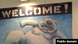 Сәяси карикатура: "Welcome! Sochi 2014"