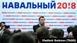 Алексей Навальный на вступлении перед сторонниками (архивное фото)