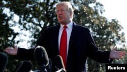 Президент Трамп кабарчылар алдында сүйлөөдө. Вашингтон, 13-март, 2018-жыл.