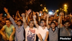 Armenia - Protesters face off with riot police in Yerevan, 23Jun2015.