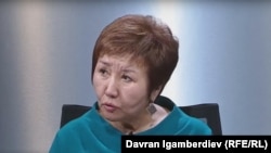 Гүлбара Калиева "Азаттыктын" студиясында. Декабрь, 2020-жыл.