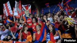 Armenia - Fans watch Armenia-Macedonia Euro 2012 qualifier in Yerevan's Republican Stadium, 7Oct2011.
